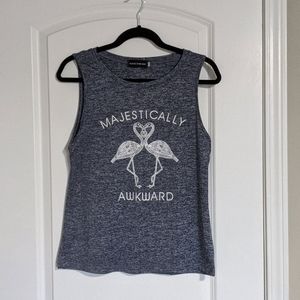 Majestically awkward heathered blue graphic tank